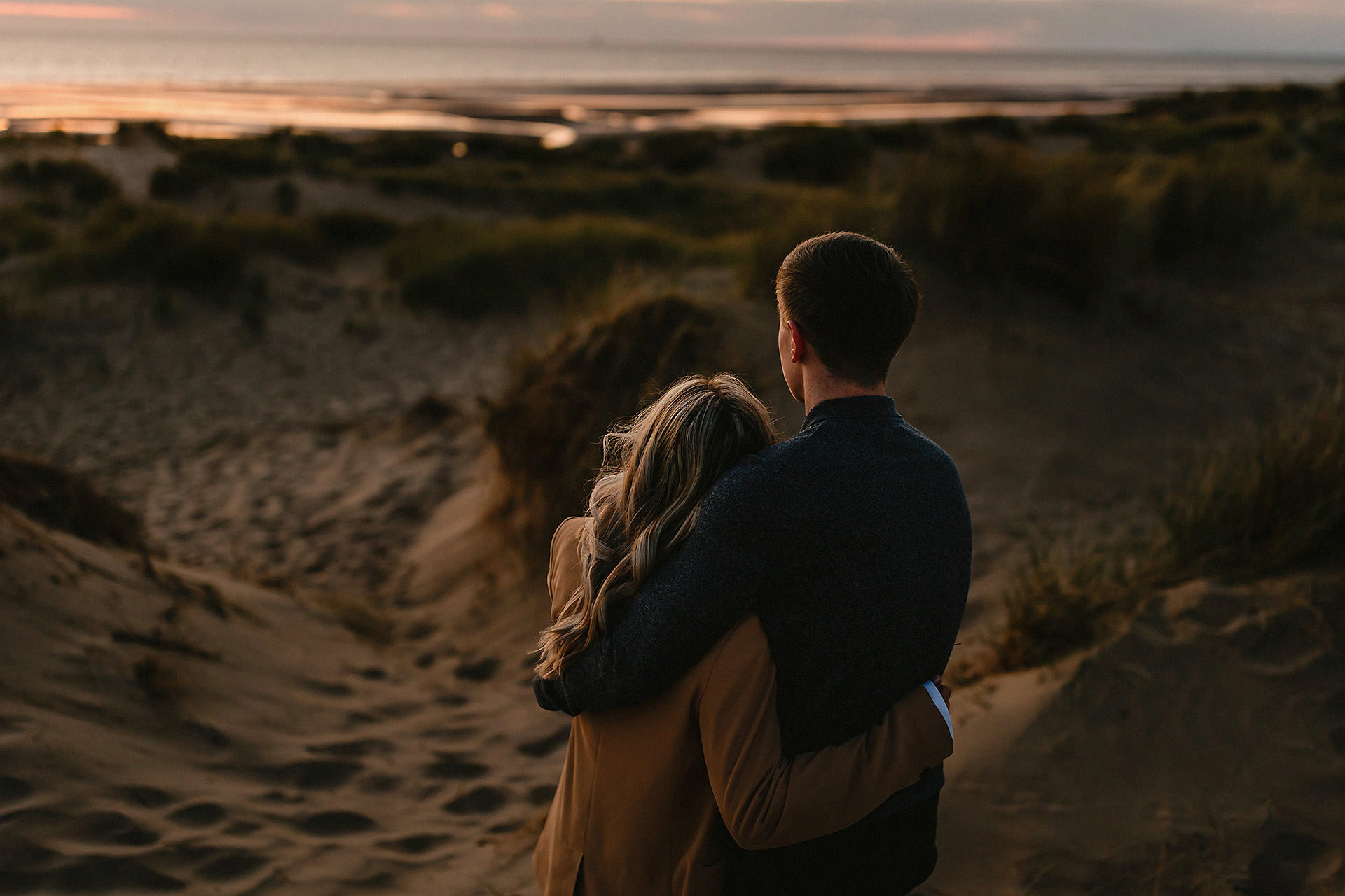 looking out to sea, engagement photography