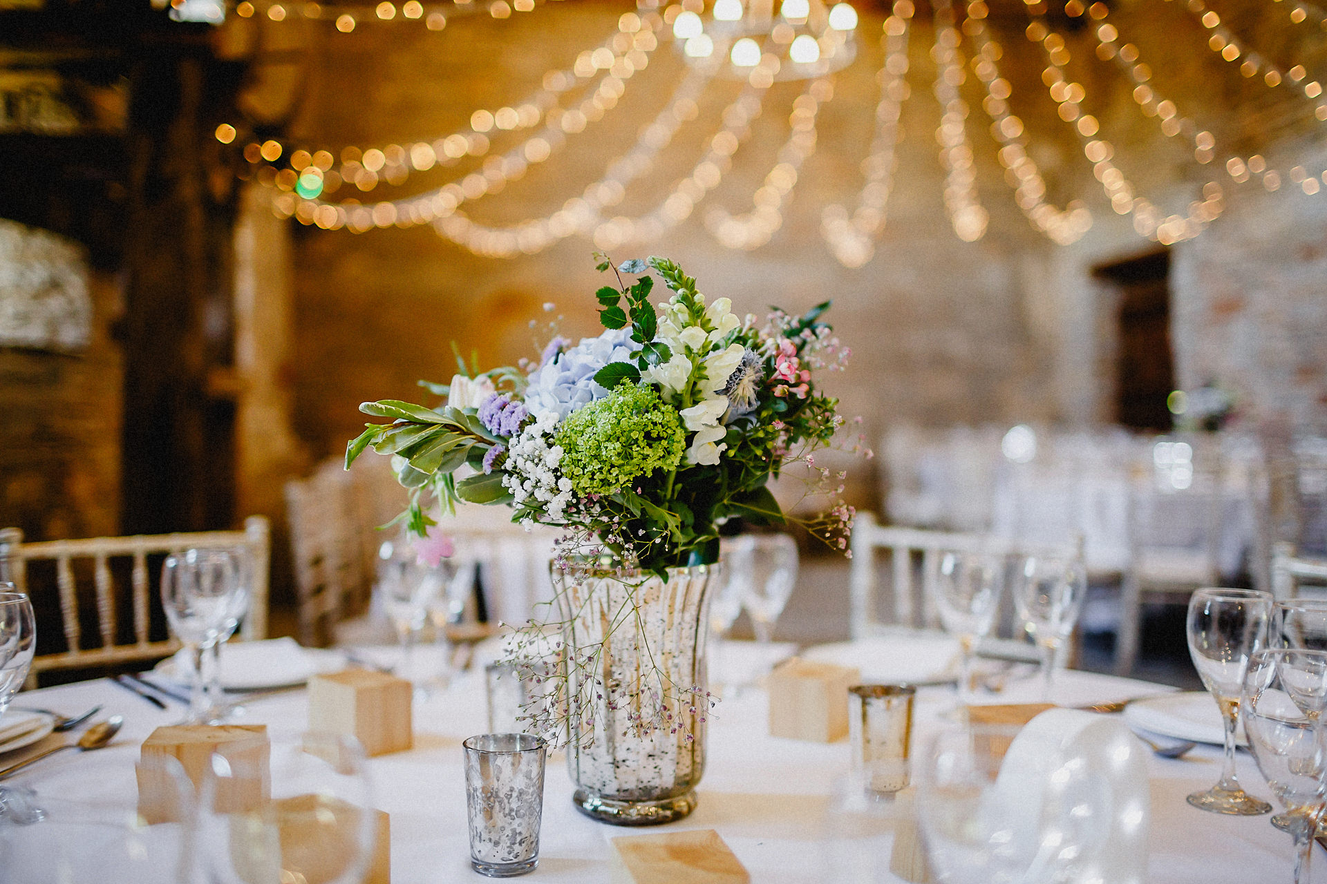 table decorations at Almonry Barn 