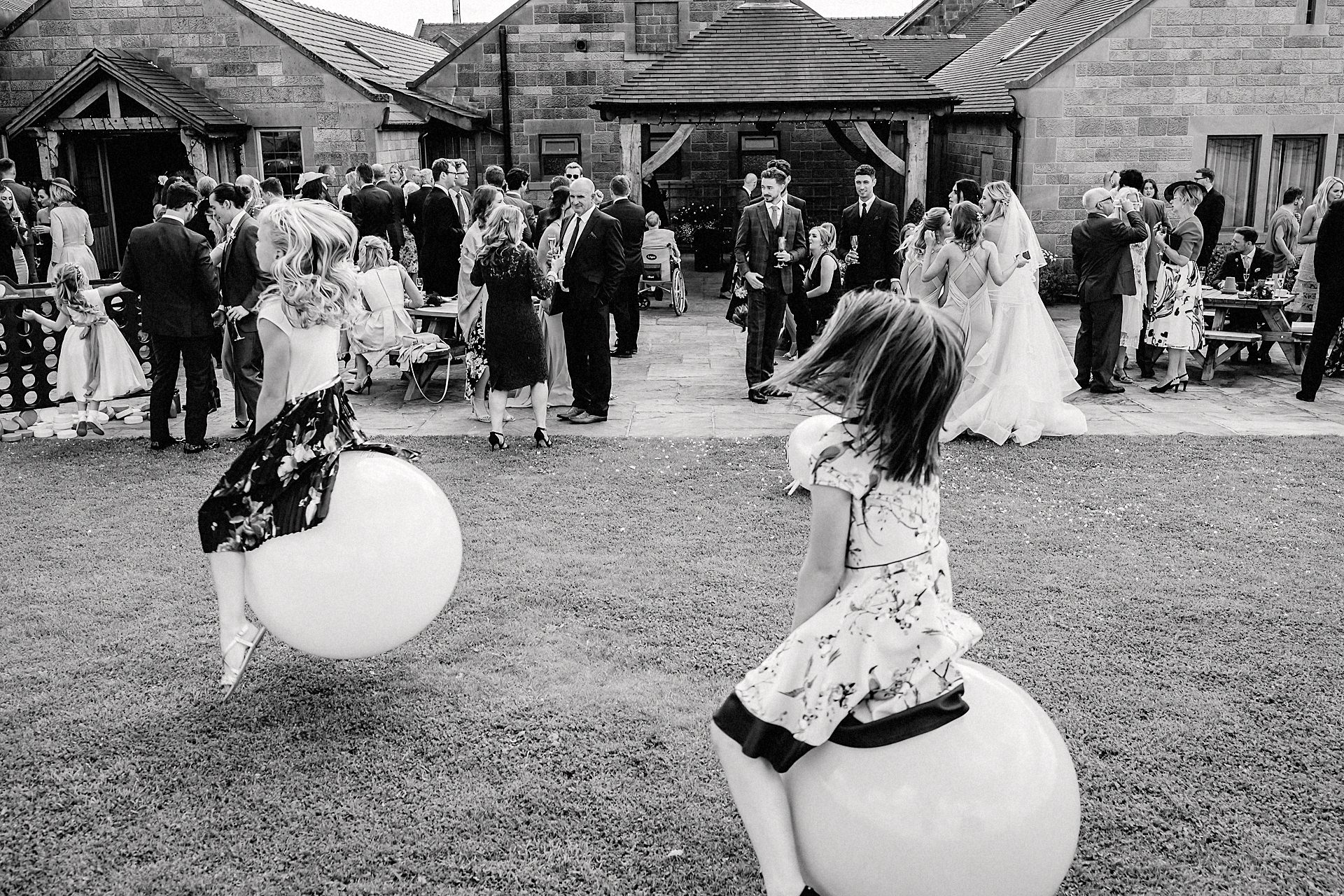 space hoppers at the wedding reception