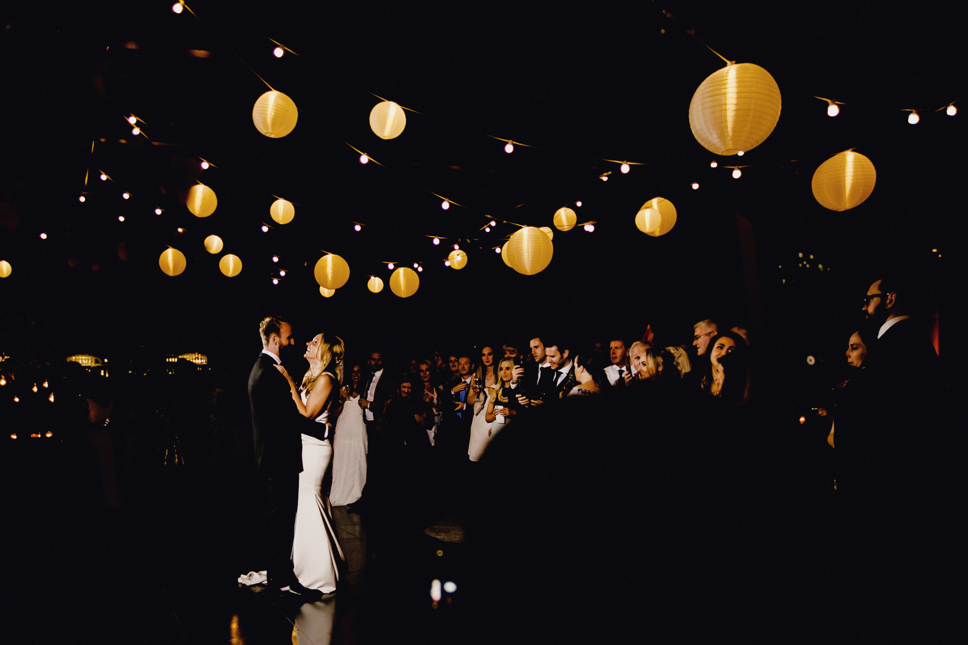 first dance, dance floor, groom and bride, photo