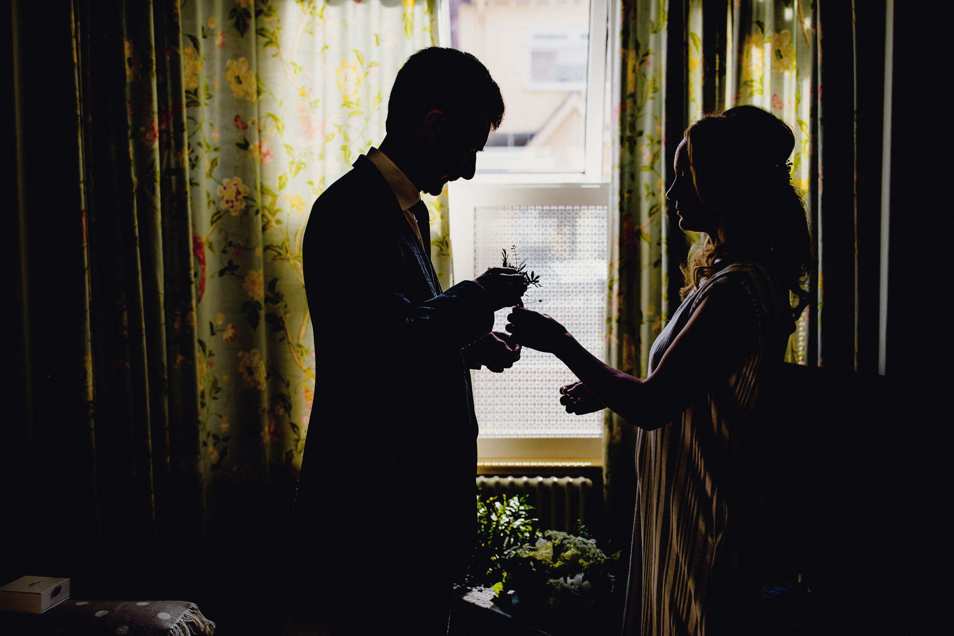 bride and father, button holes