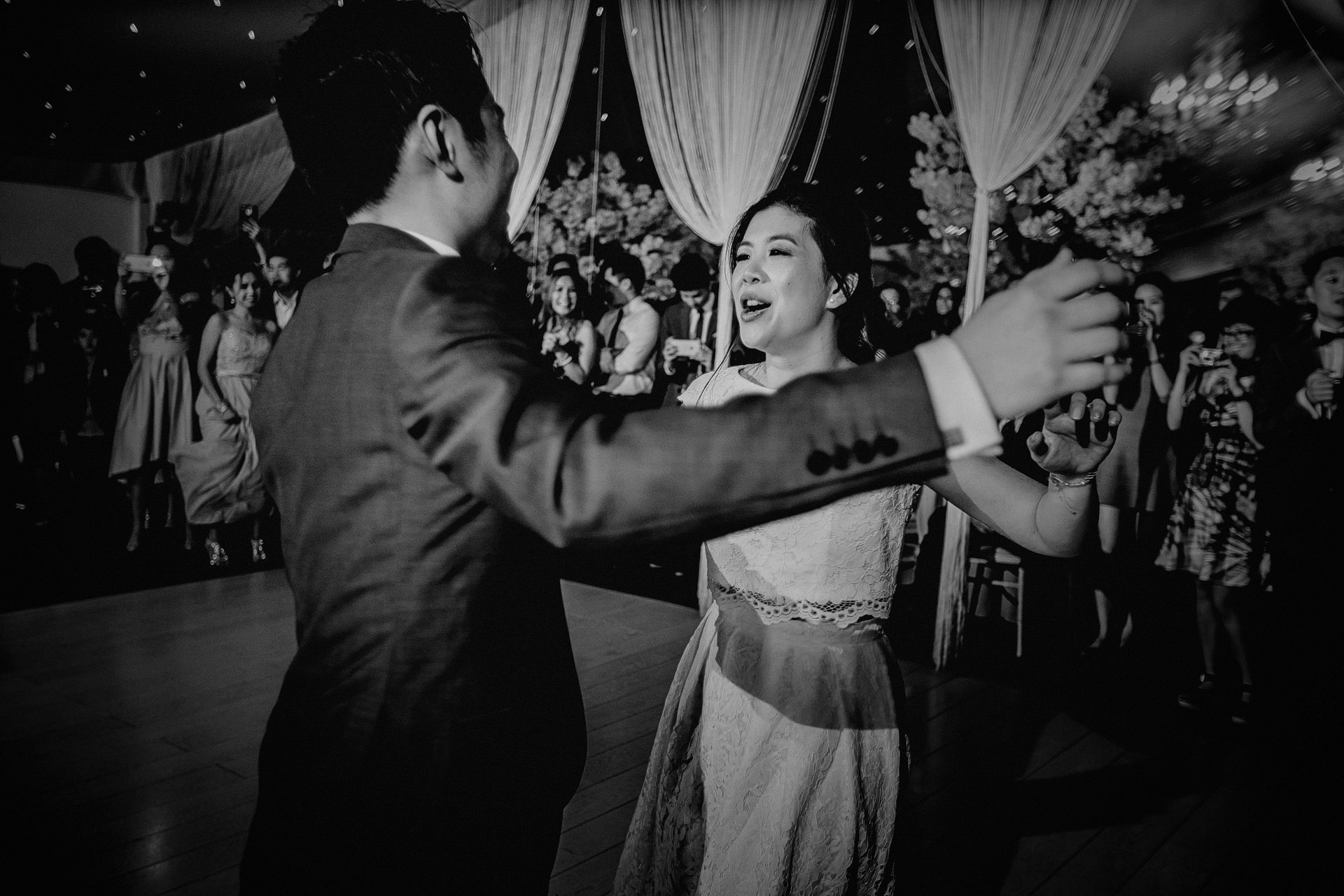 black and white photo of the first dance 