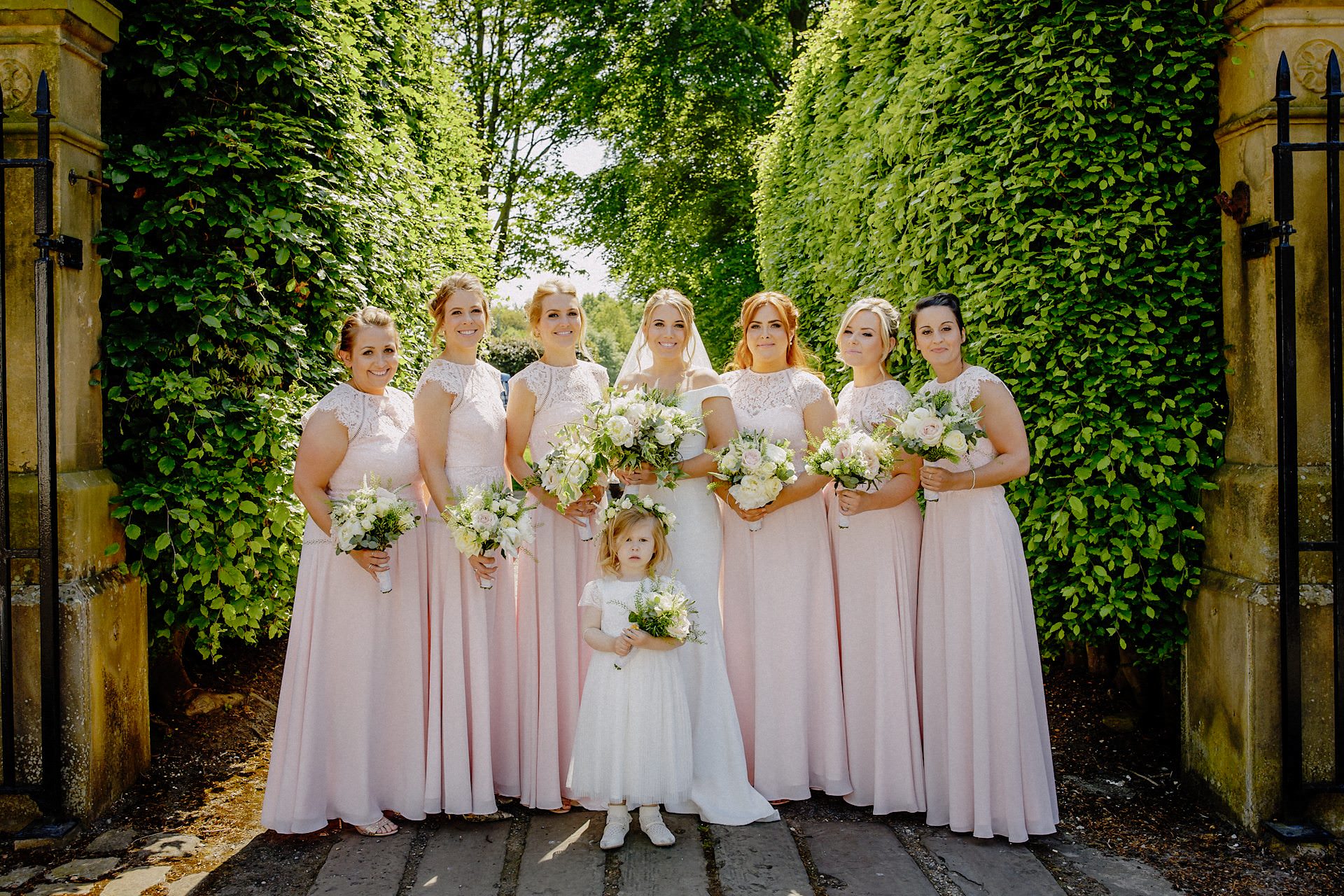 group photo of the bride and bridesmaids at meols hall, southport by steven rooney