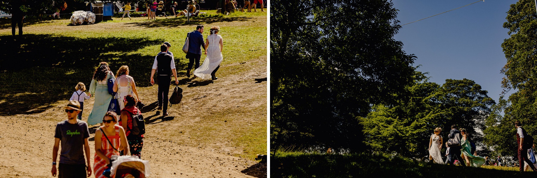 bride and groom walking 