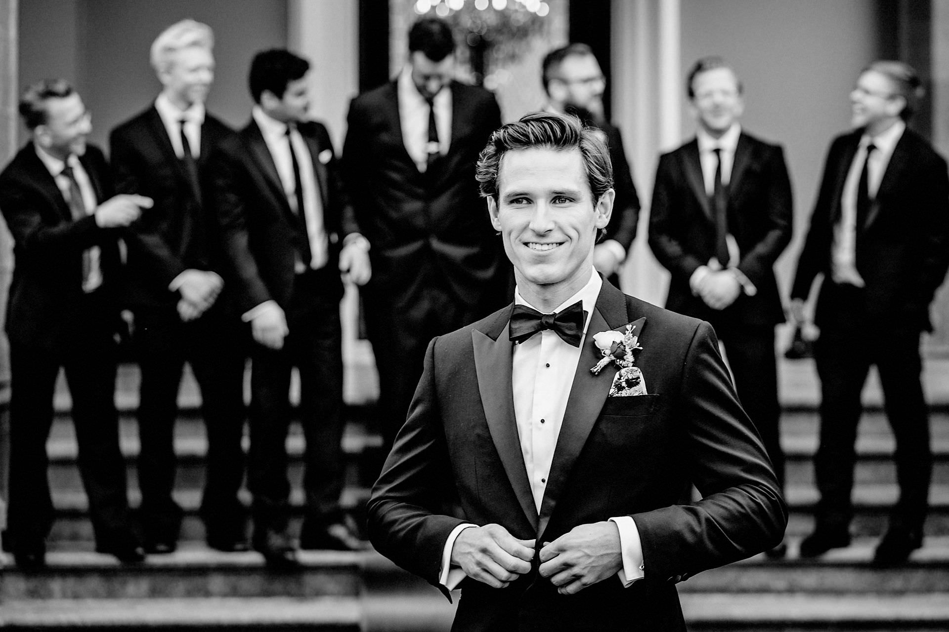 black tie, groom and ushers, groomsmen and best man