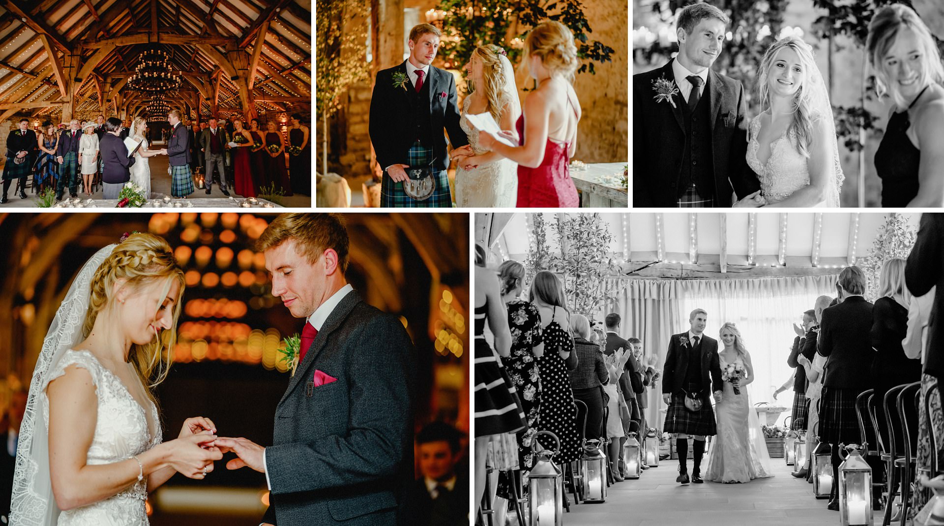 wedding ceremony at the tithe barn at bolton abbey, cripps