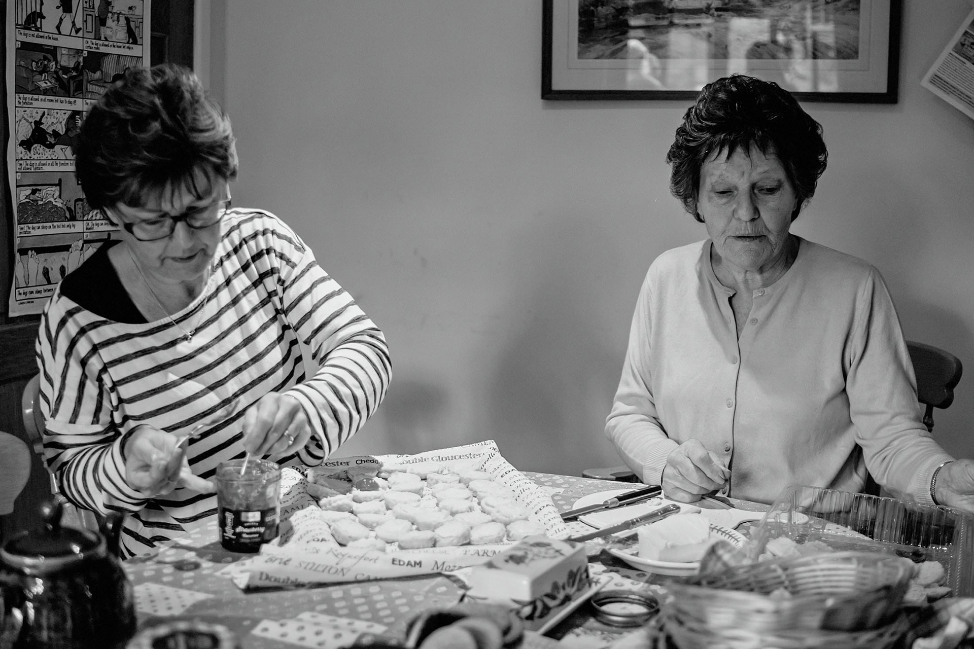 mother and grandmother making scones