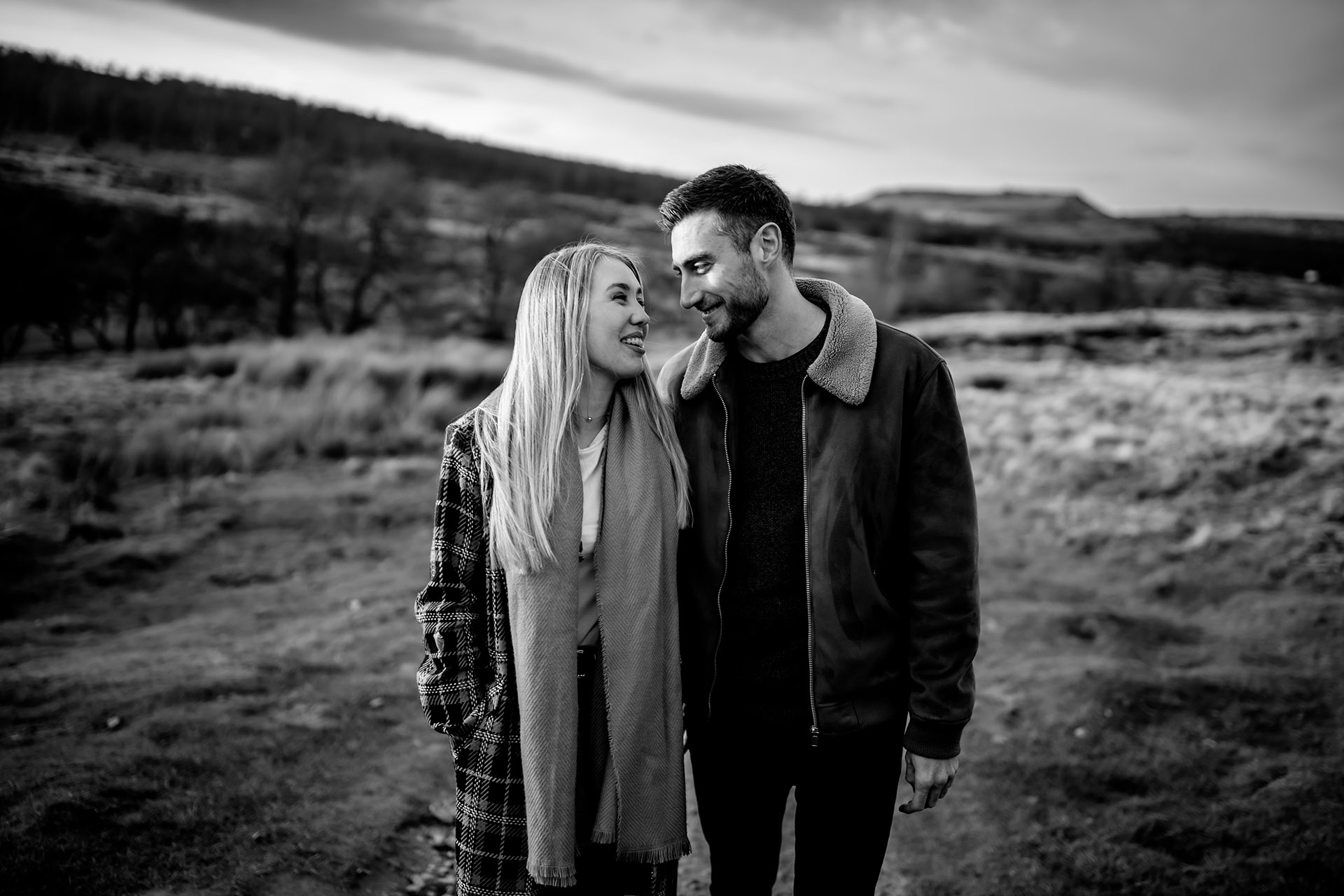 engagement shoot photo in black and white