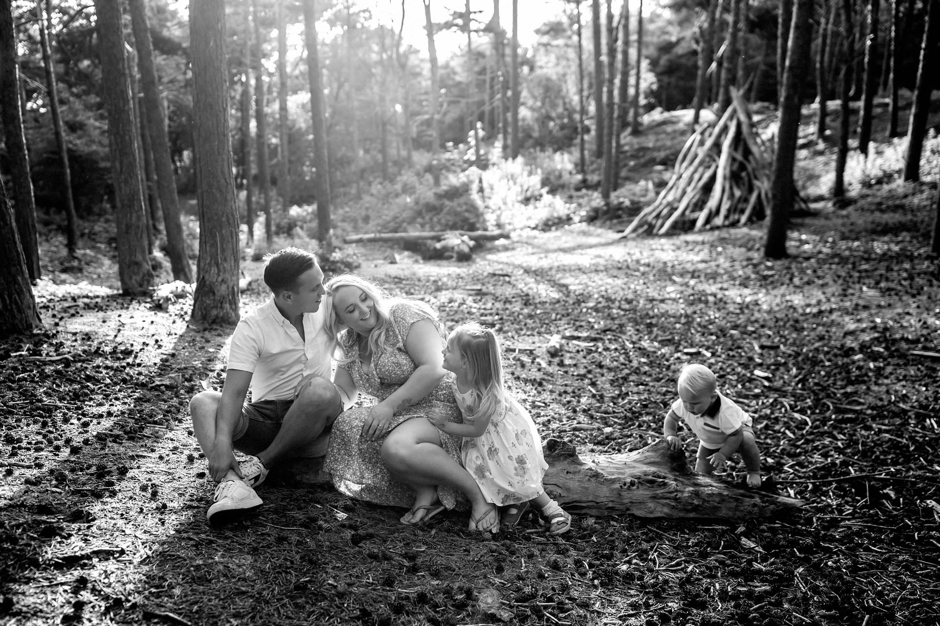 black and white photo for a family