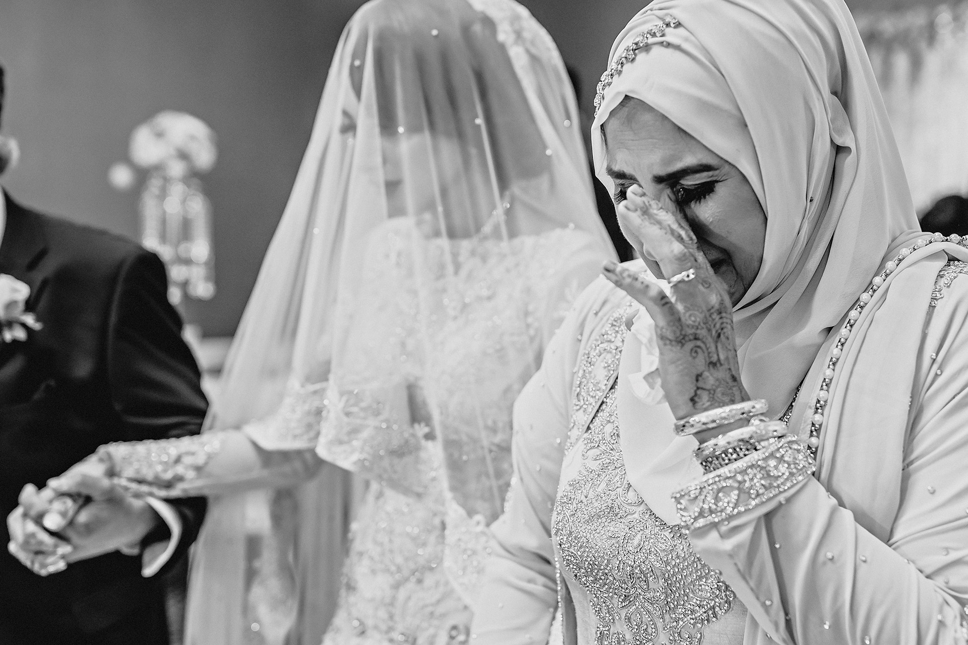 mother of the bride tears at emotional moment 