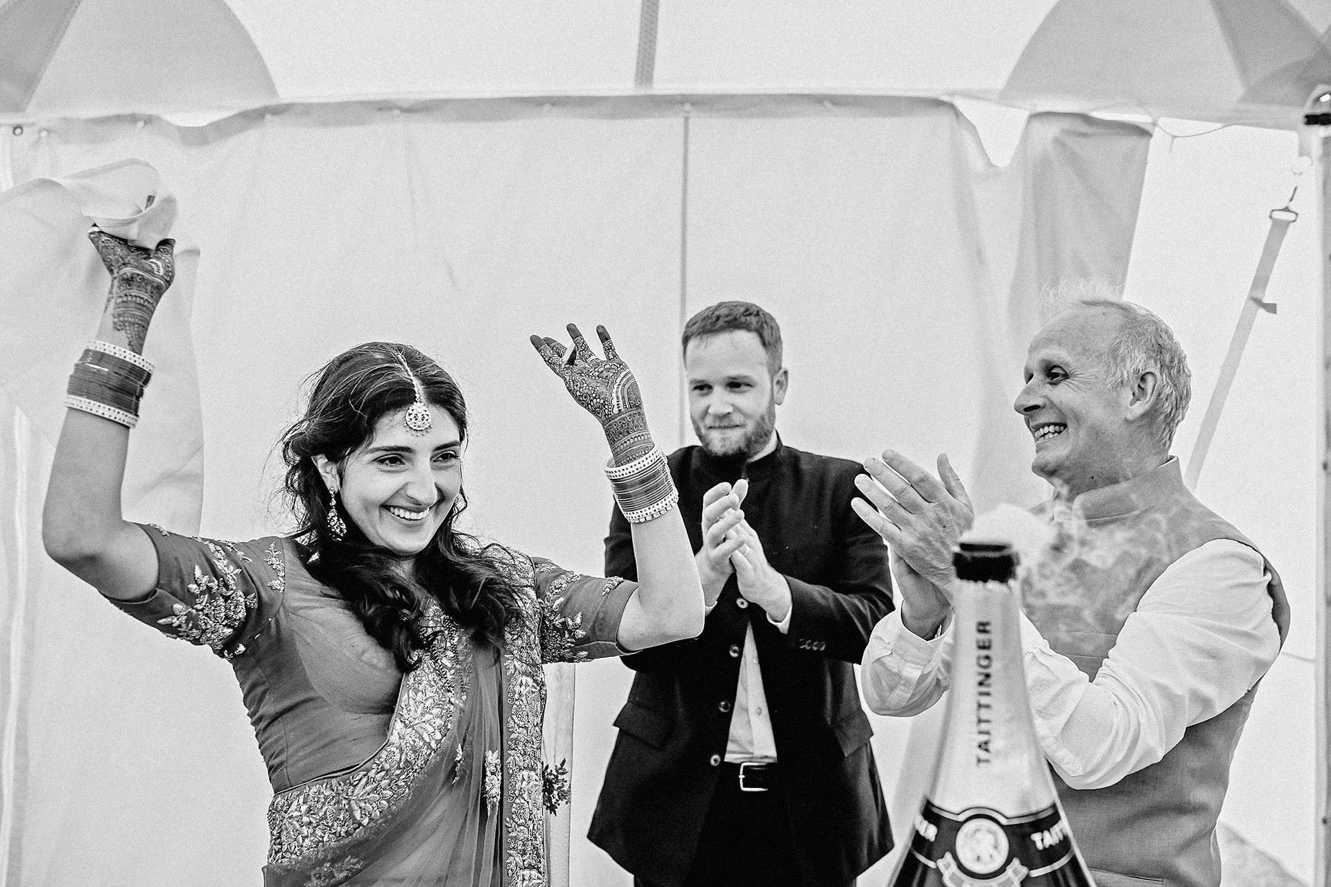 laughter, black and white wedding 