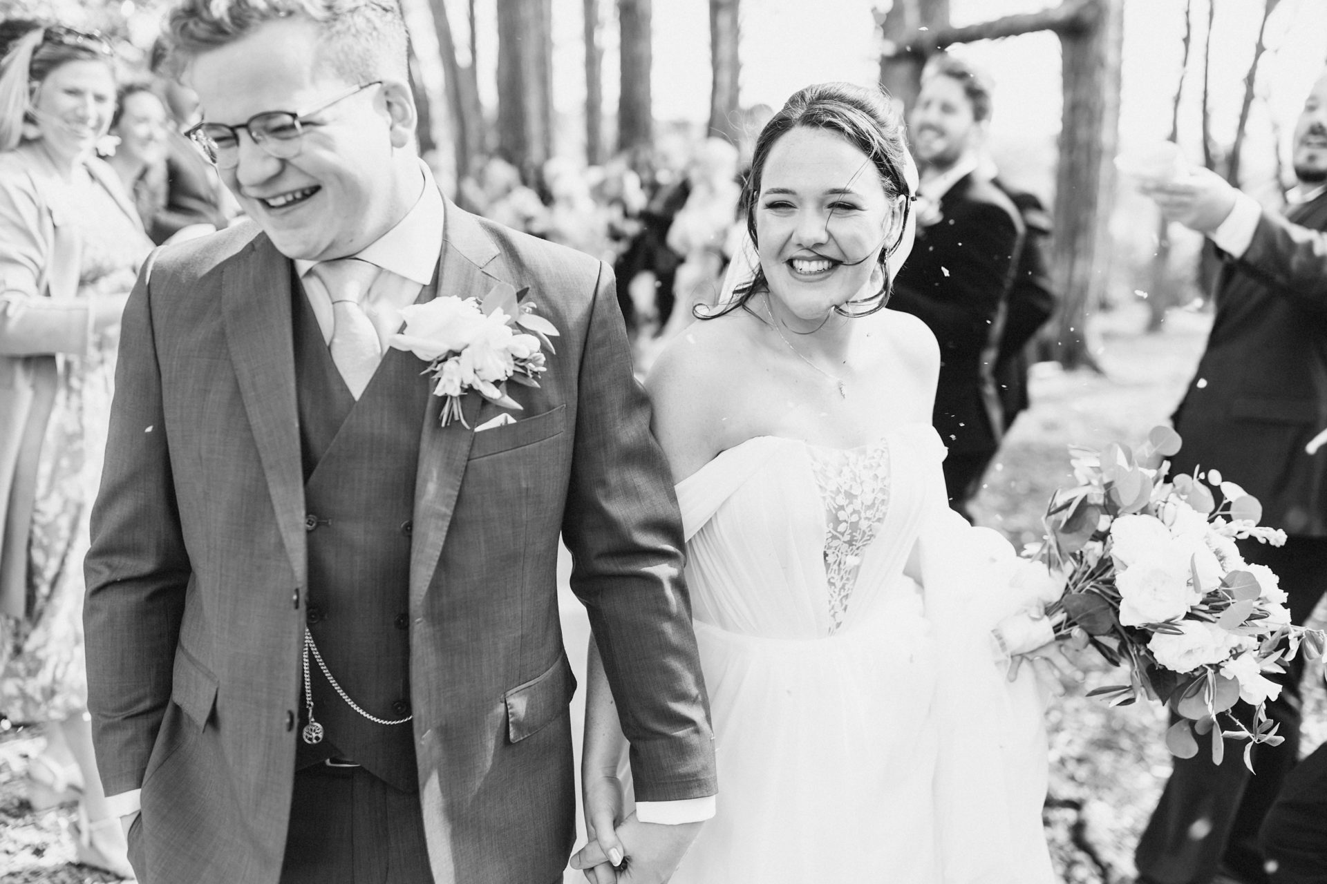 black and white photo of hobbit hill wedding