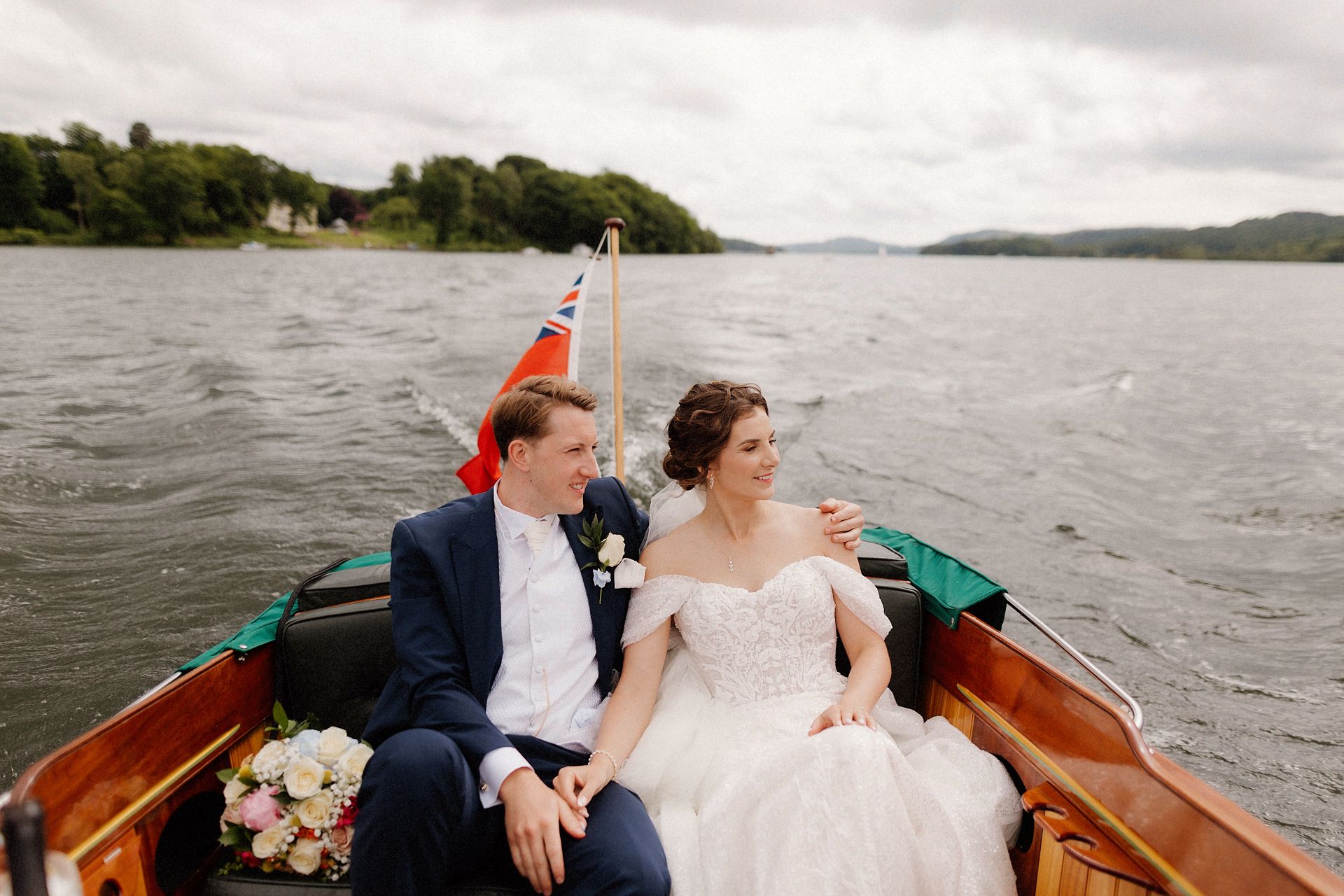 storrs hall wedding photography, boat ride on windermere